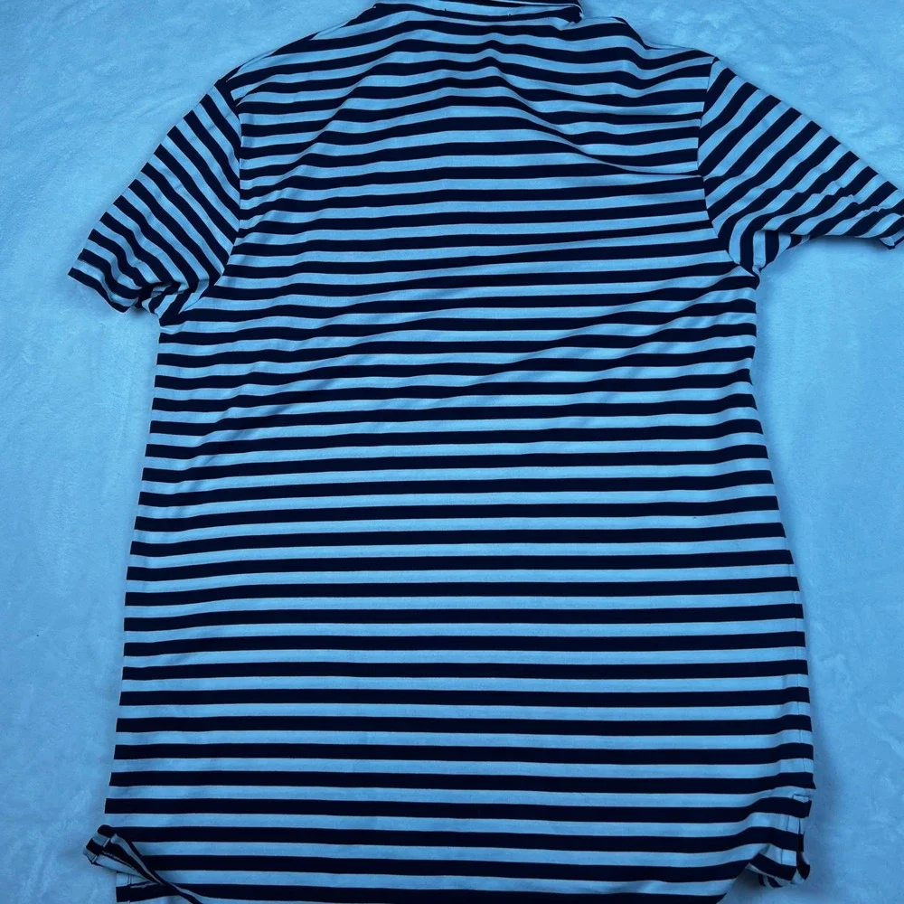 Ralph Lauren Pro Fit Mens Navy White Striped Golf Polo Shirt New Albany Large
